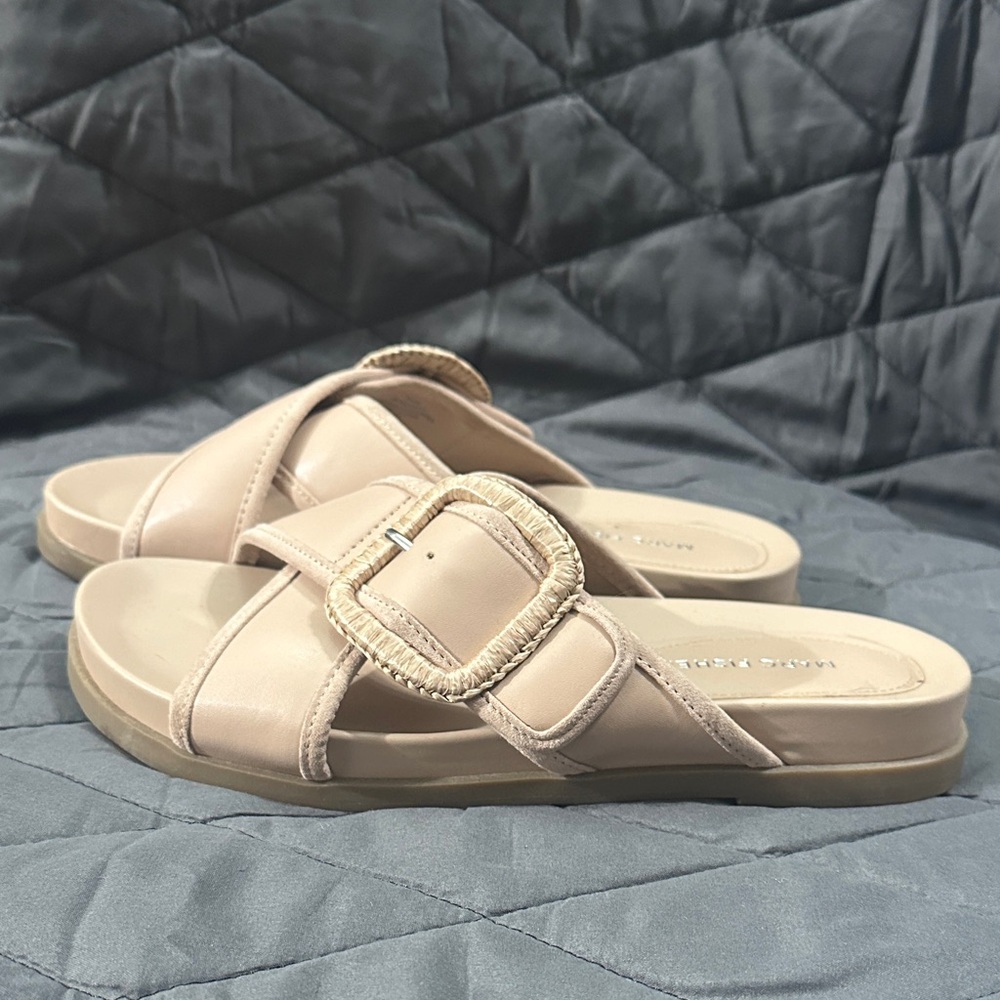 Marc Fisher Tan Slide Sandals with Buckle